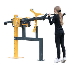cut out teenage girl working out in a gym