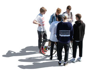 cut out group of teenage boys standing seen from above