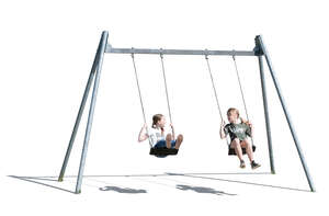 two cut out girls swinging