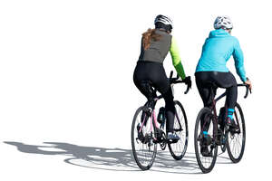 two cut out women riding bikes