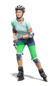 cut out woman rollerblading