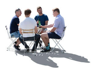 cut out group of men sitting in a cafe and drinking beer