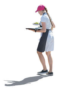 cut out backlit waitress serving food