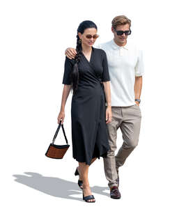 cut out elegant young couple walking