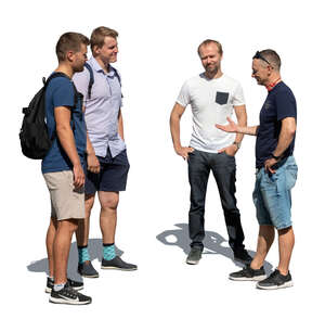 cut out group of four men standing and talking