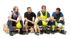 cut out group of workers sitting and talking