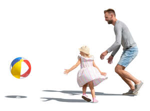 cut out father and daughter paying ball outside
