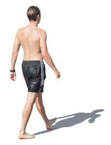 cut out man in swim shorts walking