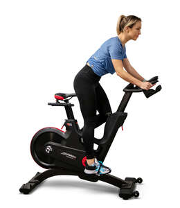 cut out woman exercising on spinning bike