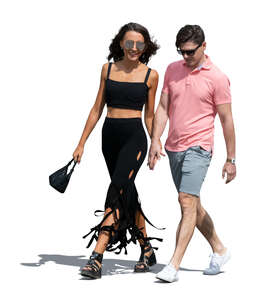cut out man and woman walking together and talking