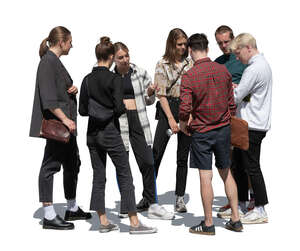 cut out group of young people standing and talking