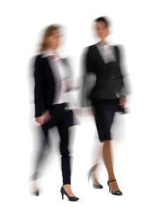 two cut out motion blur women walking