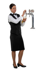 cut out female bartender serving beer