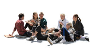 cut out group of young people relaxing in the park