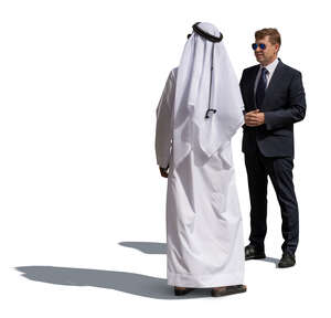 cut out arab and european businessman standing