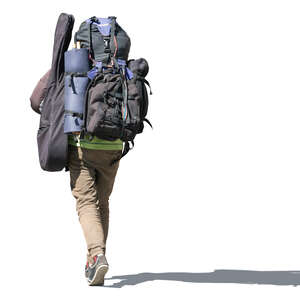 man with a huge backpack walking