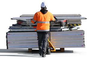 construction worker handling building materials