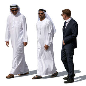 two arab men talking with an european businessman