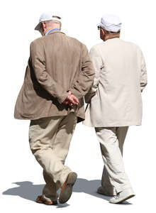 two older men walking side by side