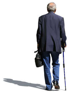 old man walking with a walking stick
