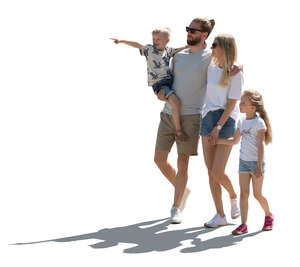 cut out backlit family walking together