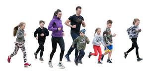 cut out group of children running at physical education class