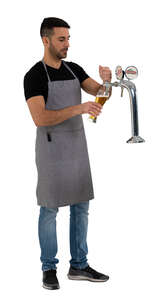 cut out barman pouring beer