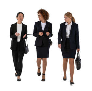 three cut out businesswomen walking and talking
