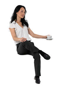 cut out woman sitting in a cafe