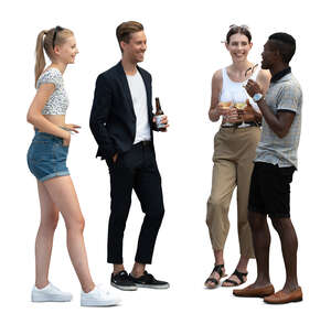 cut out group of friends having fun and talking and drinking