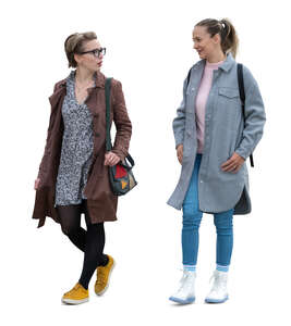 two cut out women with light autumn jackets walking
