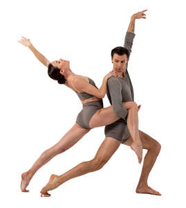 two cut out people performing modern dance