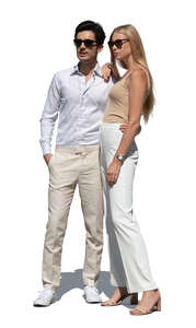cut out elegant couple standing arms around each outher