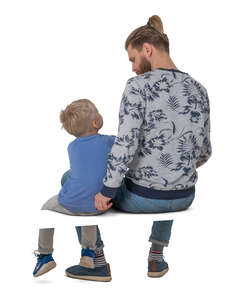 cut out father and son sitting and talking