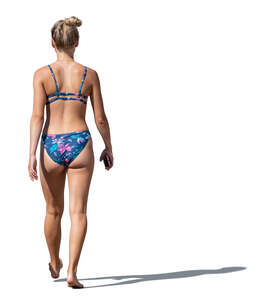 cut out woman in a bikini walking