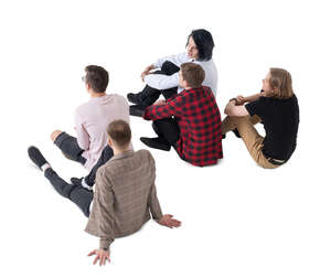 cut out group of men sitting and looking at smth