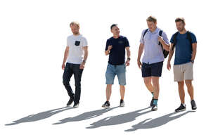 cut out backlit group of men walking