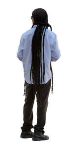 cut out black man with long hair standing