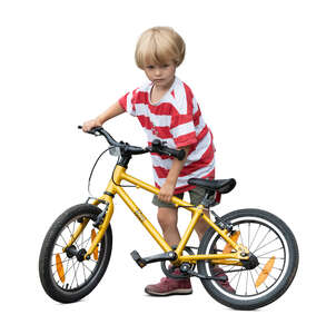 cut out boy with a bike standing