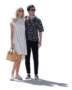 cut out backlit couple standing in summer