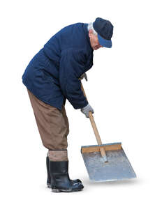 cut out old man shovelling snow