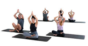 cut out group of people attending yoga class