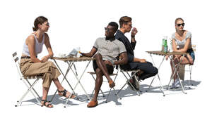 cut out street cafe scene with four people in summer