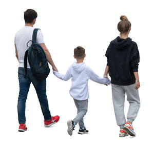 cut out man with teenage daughter and son walking hand in hand