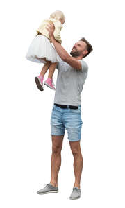 cut out father lifting his daughter up in the air