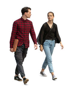 two cut out people walking