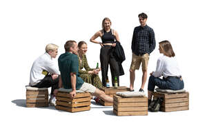 cut out group of young people hanging in a hipster cafe