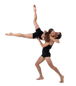 two cut out modern dancers performing