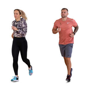 two cut out people running