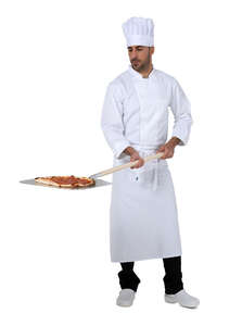 cut out male chef making pizza